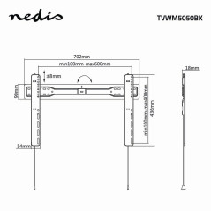 Support TV Mural Fixe - 37-70" - Poids d'écran Maximal Pris en Charge: 35 kg - Distance Minimale du Mur: 18 mm - Acier - Noir