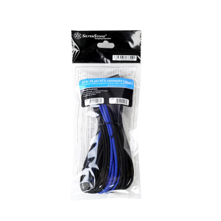 SilverStone SST-PP07-MBBA - 30cm Carte mère 24pin vers 24pin Cable d'extension manchonné, noir bleu