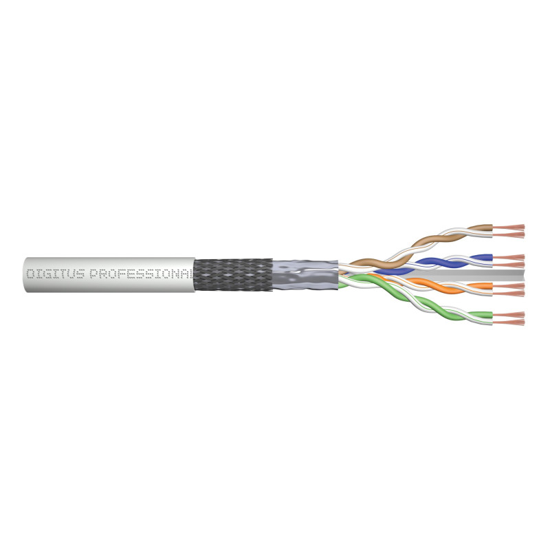 DIGITUS Câble patch brut catégorie 6 - Vendu au mètre - Non assemblé - 305 m - Câble réseau SF-UTP - LSZH - AWG 26/7 - Gris