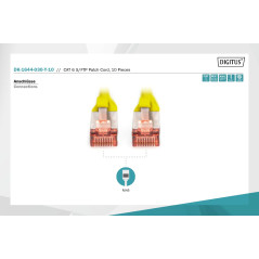 DIGITUS Câble LAN Cat 6-3m - 10 pièces - RJ45 Câble réseau - S/FTP Blindé - Compatible Cat 6A & Cat 7 - Jaune