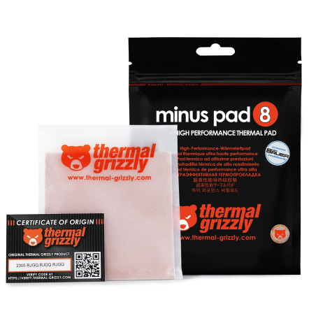 Thermal Grizzly - Minus Pad 8 (100x100x0,5mm) - Chauffage autocollant conducteur et refroidissant - Elastique et adaptable, Ther