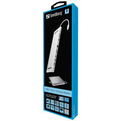 Sandberg USB-C 10-in-1 Docking Station, Concentrateur USB-C vers 3X USB-A 1x USB-C HDMI VGA Ethernet Fente pour Carte Mémoire Au
