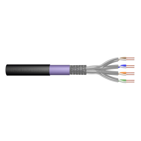 DIGITUS Câble réseau extérieur Cat-7 - 100m S-FTP Câble d'installation - Simplex - Eca LSZH-1 - 1200 MHz - AWG 23/1 - Noir