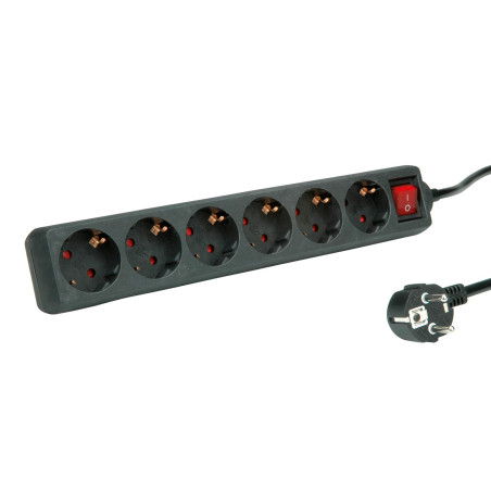 ROLINE Multiprise 6X avec Interrupteur, Noir, 10 m