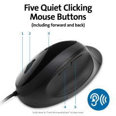 Kensington Souris Filaire Ergonomique - Souris Filaire Pro Fit Ergo pour Ordinateurs/PC/Gaming, Connexion USB 3.0, 4 Réglages DP