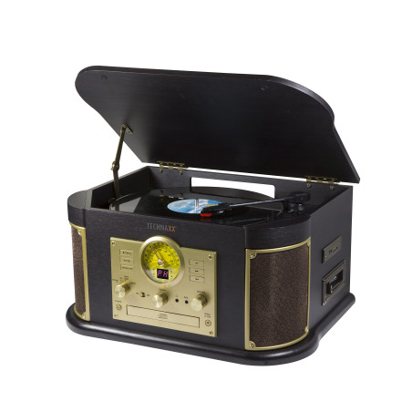 Technaxx Allemagne Bluetooth V2.0 Tourne-disque Numérisation Disques Vinyles Cassettes CD Fonction Radio AUX RCA Haut-parleurs S