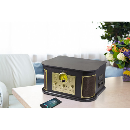 Technaxx Allemagne Bluetooth V2.0 Tourne-disque Numérisation Disques Vinyles Cassettes CD Fonction Radio AUX RCA Haut-parleurs S