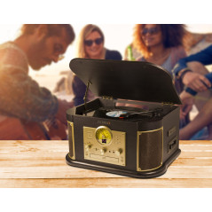 Technaxx Allemagne Bluetooth V2.0 Tourne-disque Numérisation Disques Vinyles Cassettes CD Fonction Radio AUX RCA Haut-parleurs S
