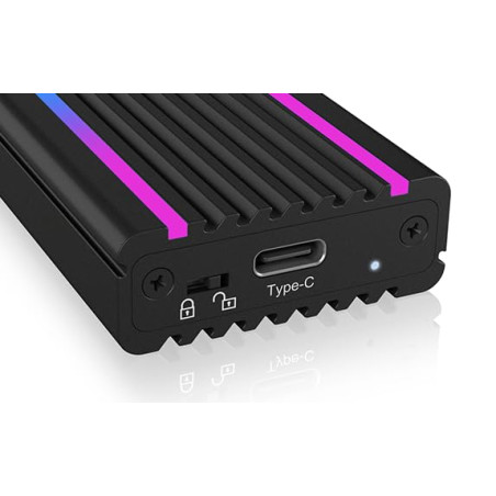 ICY BOX Boîtier SSD M.2 NVMe avec éclairage LED , USB 3.1 (Gen2, 10Gbit/s), PCIe M-Key, Disque dur externe SSD, Adaptateur NVMe,