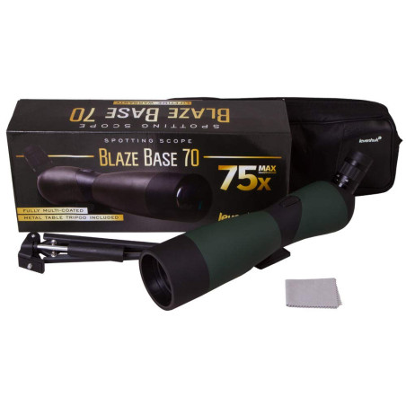 Levenhuk Blaze Base 70 Portable Spotting Scope with BK7 Glass Optics, Metal Table Tripod and Case for Watching Wildlife, Urban a