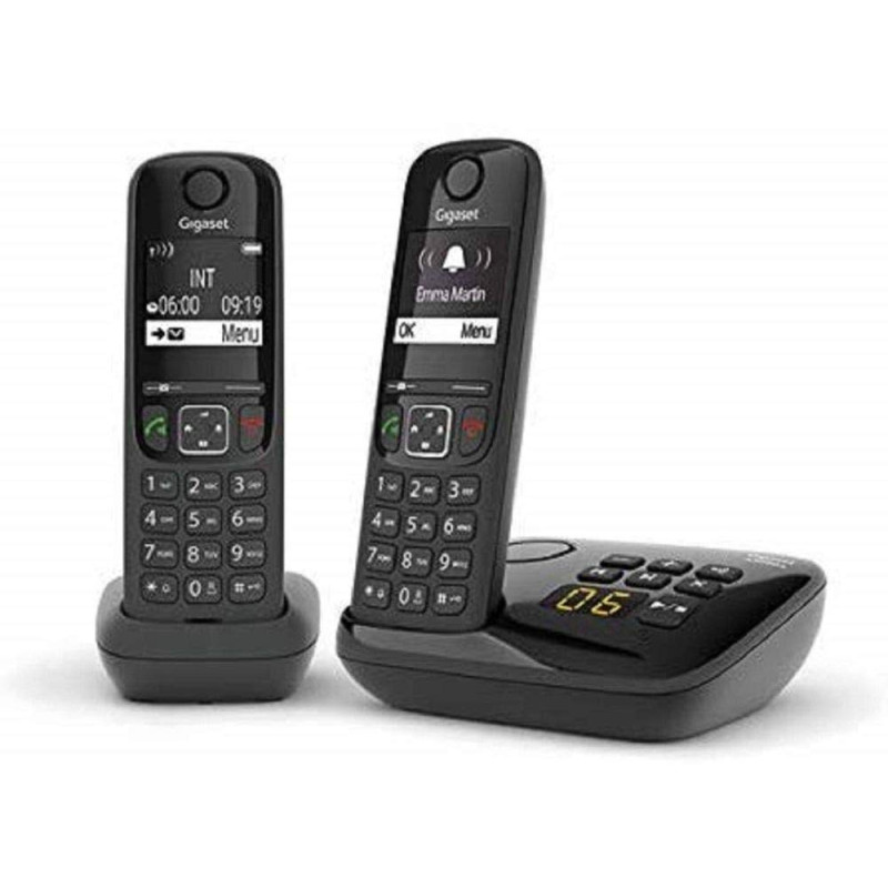 Gigaset AS690A Duo - Téléphone fixe sans fil avec répondeur - 2 combinés - Noir [Version Française]