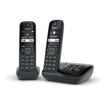 Gigaset AS690A Duo - Téléphone fixe sans fil avec répondeur - 2 combinés - Noir [Version Française]