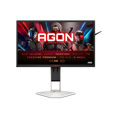 AOC Écran gaming AGON AG251Fz2e 62 cm (24,5 pouces) (DVI, HDMI, DisplayPort, hub USB, temps de réponse MPRT de 0,5 ms, 1920 x 10