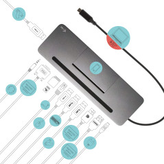 i-tec USB-C Station d'accueil - 1x HDMI, 1x VGA, 1x DisplayPort, 1x GLAN, 2X USB 3.0, 2X USB 2.0, 1x SD/MicroSD, 1x Audio, 1x US