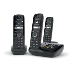 Gigaset AS690A Trio - Téléphone fixe sans fil avec répondeur - 3 combinés - Noir
