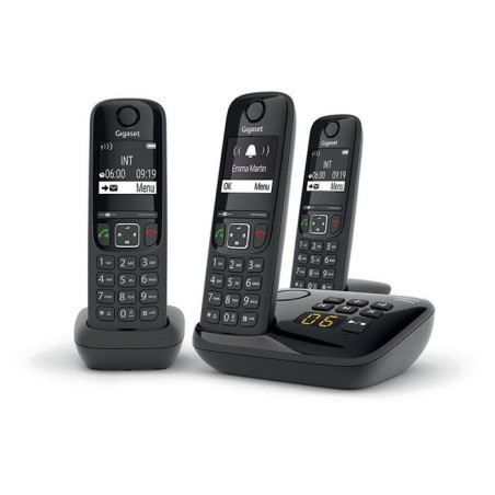 Gigaset AS690A Trio - Téléphone fixe sans fil avec répondeur - 3 combinés - Noir