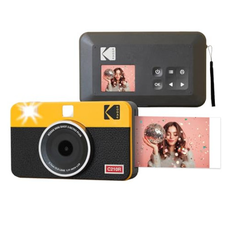 Kodak Mini Shot 2 Retro 4Pass 2-in-1 Appareil Photo Instantané and Imprimante Photo Portable (5,3x8,6cm) + 8 Feuilles, Jaune