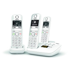 Gigaset AS690A Trio - Téléphone fixe sans fil avec répondeur, 3 combinés avec grand écran rétroéclairé pour un affichage ultra l