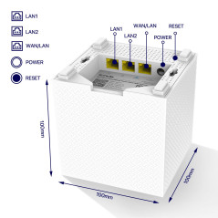 Tenda Nova MW12-3 Pack Système WiFi Mesh AC2100M pour la Couverture Maison/PME de 600 m² Multi-étage, Remplacement Routeur&Répét