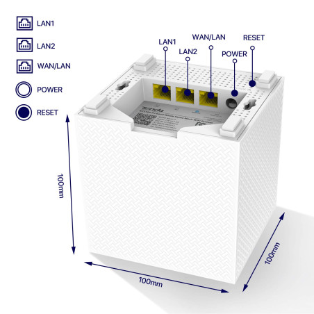 Tenda Nova MW12-3 Pack Système WiFi Mesh AC2100M pour la Couverture Maison/PME de 600 m² Multi-étage, Remplacement Routeur&Répét