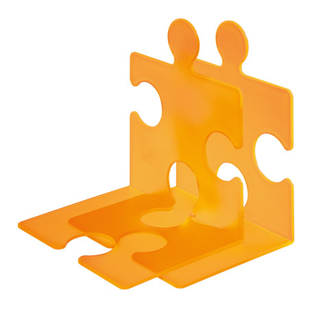 HAN 9212-61, serre-livres/CD PUZZLE, élégant, innovant et très stable. Emboîtable. Lot de 2 unités, orange translucide