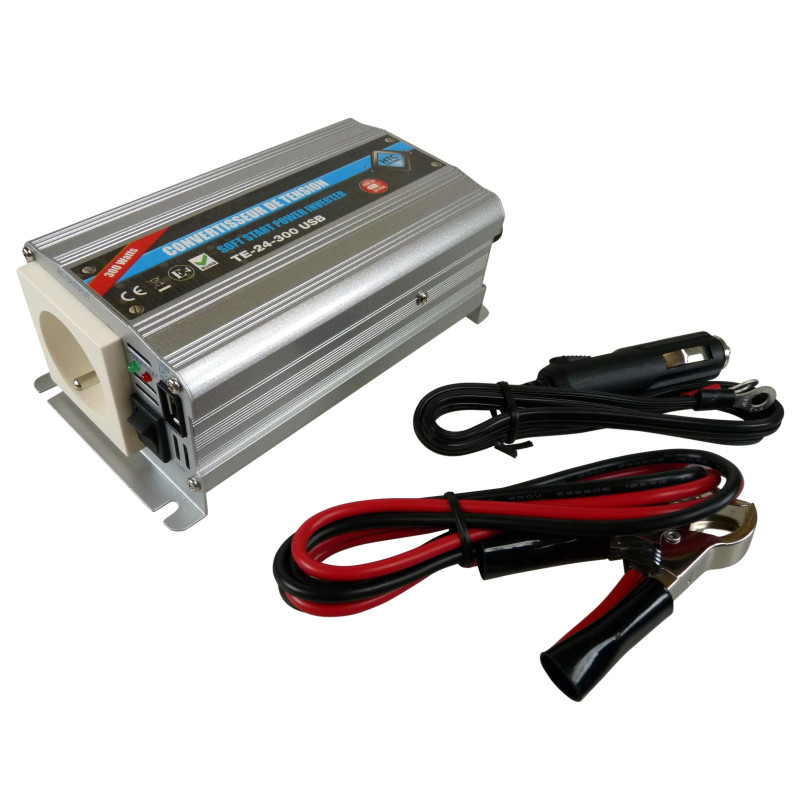 Convertisseur 24 - 220 V 300 watts avec Port USB Série TE Toutes Normes CE Emark Lvd Plus Prise USB 2A Convertisseur 24 - 220 V 300 watts avec Port USB Série TE Toutes Normes CE Emark Lvd Plus Prise USB 2A