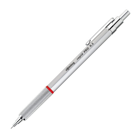 rOtring PRO Portemine mécanique rétractable | 0,5 mm | argent chromé