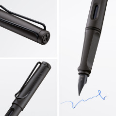 Lamy safari umbra - Stylo Plume avec grip ergonomique et plume acier blacke en taille M - matière plastique robuste ASA - avec c