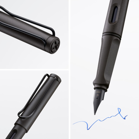Lamy safari umbra - Stylo Plume avec grip ergonomique et plume acier blacke en taille M - matière plastique robuste ASA - avec c