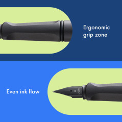 Lamy safari umbra - Stylo Plume avec grip ergonomique et plume acier blacke en taille M - matière plastique robuste ASA - avec c