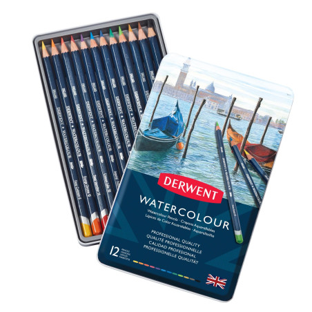 Derwent Watercolour - Set de 12 Crayons de Couleurs Aquarellables, Qualité Professionnelle, 32881