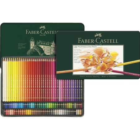 Faber-Castell 110011 Crayon Polychromos boîte métal de 120 pièces Multicolore
