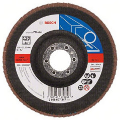 Bosch Accessories Plateau à Lamelles X551, 120 Grain, 15 à 25° Angle, 12250 tr/min, Support en Fibre de Verre, 125mm