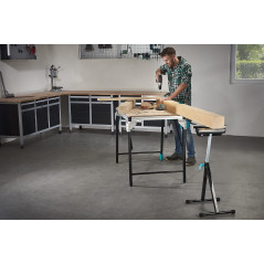 wolfcraft 6102300 - Servante à Rouleau Multifonction 3 en 1- Réglable en hauteur - Compatible avec tous les Etablis - Charge max