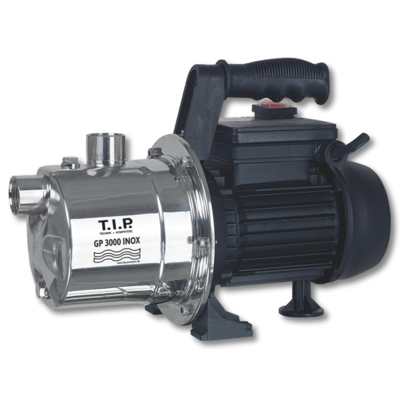 T.I.P. GP 3000 Pompe de Jardin en Acier Inoxidable Débit 2950 l/h Hauteur de Refoulement 42 m Pression d'Eau 4,2 bar Puissance 5 T.I.P. GP 3000 Pompe de Jardin en Acier Inoxidable Débit 2950 l/h Hauteur de Refoulement 42 m Pression d'Eau 4,2 bar Puissance 5