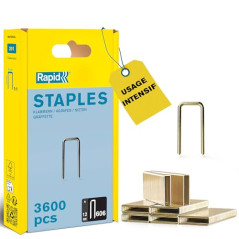 RAPID 40303093, Agrafes haute performance pour matériaux denses, couronne étroite N°606, longueur des branches 12mm, acier galva