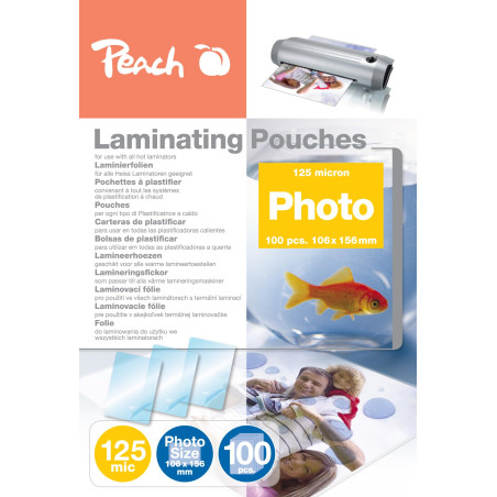 Peach Photo Laminating Pouches 106 x 156mm, 125 mic, Glossy, S-PP525-19, Set of 100