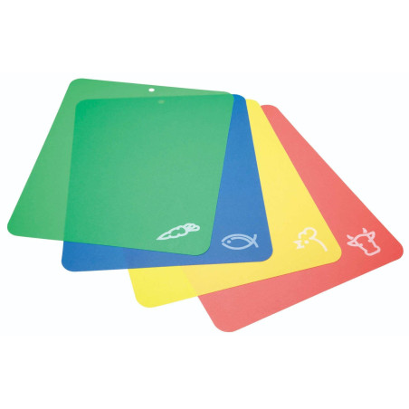 Kitchen Craft - Planches à Découper avec Code Couleur, Plastique non Toxique, Lot de 4 Planches, 38 -30 cm