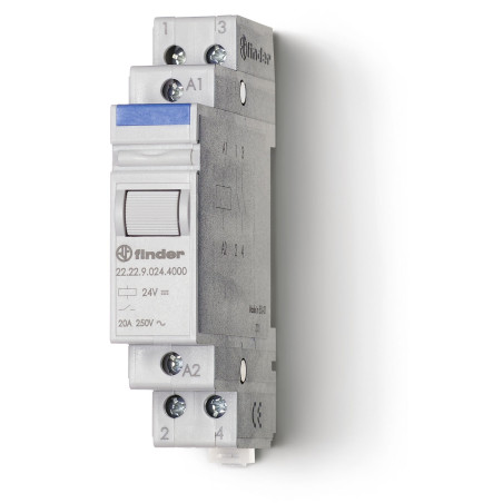 Finder 222290244000PAS Relais modulaire 24 Vdc 2 NO 20 A AgSnO2