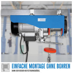 Güde Palan électrique GSZ 300/600 (1050 W, certifié TÜV/GS, 600 kg, capacité de levage maximale, 11 m de hauteur de levage, câbl