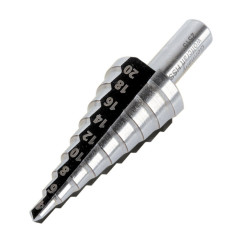wolfcraft 2515000 1 Foret Étagé Diamètres Graduels Ø4-6-8-10-12-14-16-18-20 Mm, Hss, Queue Ø 8 Mm, avec Pointe D'amorçage 3 Tran