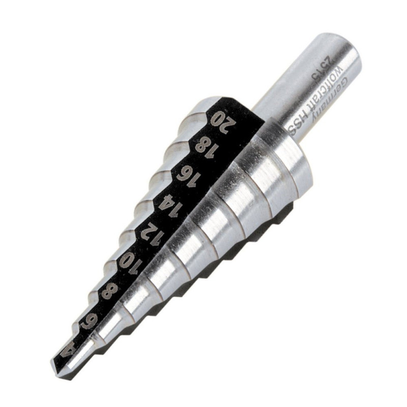 wolfcraft 2515000 1 Foret Étagé Diamètres Graduels Ø4-6-8-10-12-14-16-18-20 Mm, Hss, Queue Ø 8 Mm, avec Pointe D'amorçage 3 Tran wolfcraft 2515000 1 Foret Étagé Diamètres Graduels Ø4-6-8-10-12-14-16-18-20 Mm, Hss, Queue Ø 8 Mm, avec Pointe D'amorçage 3 Tran