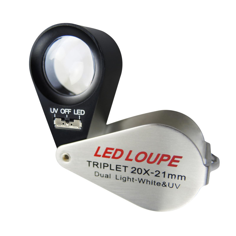 Bijouterie Loupe avec Lumière 20x Agrandissement, Pliage Loupe avec LED et UV Lumière, Horlogerie pour Diamants, Bijouterie, Piè Bijouterie Loupe avec Lumière 20x Agrandissement, Pliage Loupe avec LED et UV Lumière, Horlogerie pour Diamants, Bijouterie, Piè