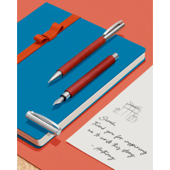 Faber-Castell 138131 - Portemine AMBITION Poirier, Epaisseur de mine : 0,7 mm, Emballage cadeau inclus, Couleur du corps : marro