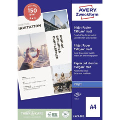 Avery Dennison Superior / 2579-100 Papier pour impression jet d'encre A4 / 150g Mat 100 feuilles (Import Allemagne)
