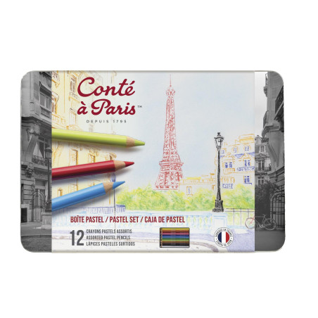 Conté à Paris Boîte Métal Assortiment 12 Crayons Pastel