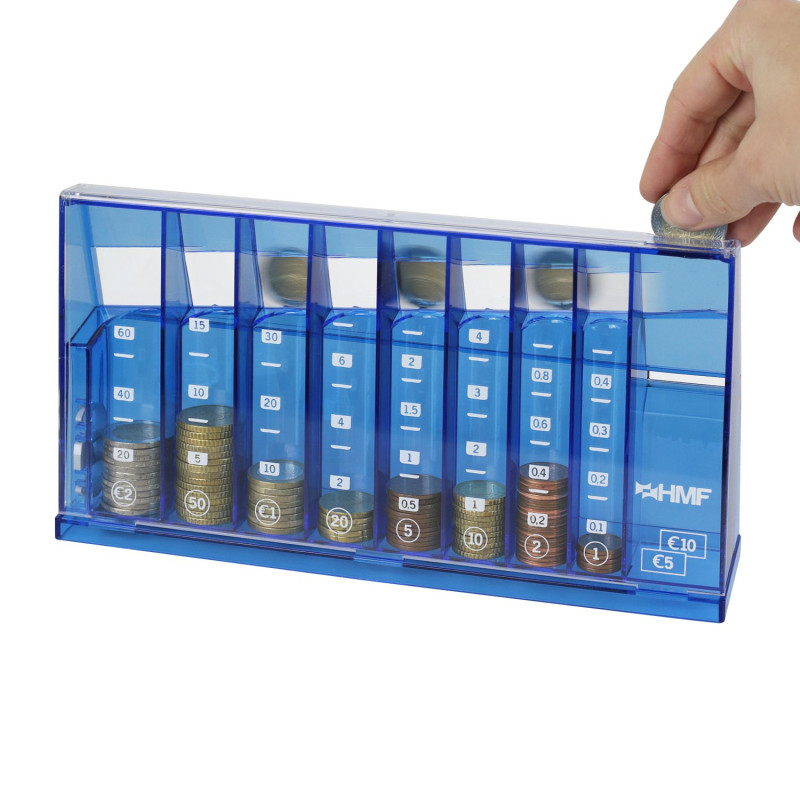 HMF 4710-05 Tirelire, compteuse de Monnaie avec Plaque trieuse Incluse, 24 x 5 x 12 cm, Bleu HMF 4710-05 Tirelire, compteuse de Monnaie avec Plaque trieuse Incluse, 24 x 5 x 12 cm, Bleu