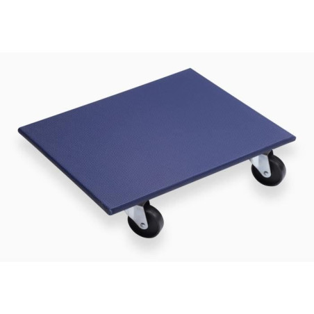 Rouleau de transport 590 x 490 mm, 200 kg, MDF, PP, bleu