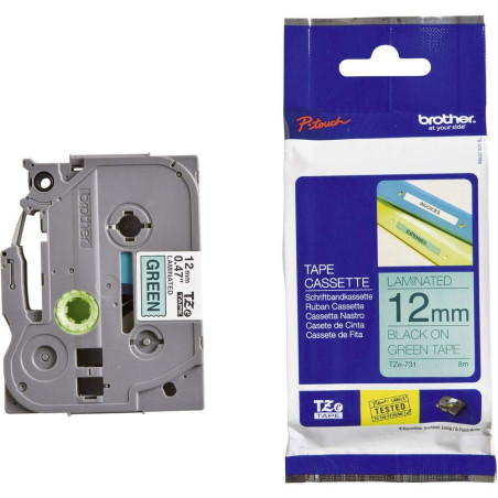 Brother - TZE-731 - Ruban - Noir/Vert - 12 mm