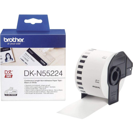 Brother DK-N55224 | Rouleau de Papier Continu, Original | Sans Adhésif | Noir sur Blanc | 54 mm x 30,5 m Blanc